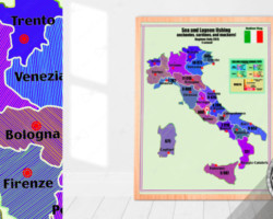 Map with infographics of Italy. Map of Italy. Map with infographics.
