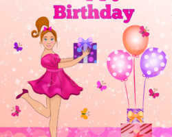 Vector Illustration for Birthday. Vector Illustration with girl. Happy Birthday for Illustration.